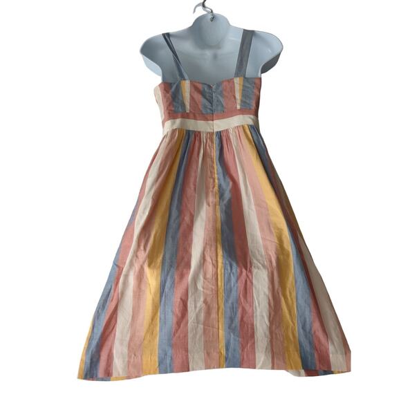 Madewell Women's Tie-Front Cutout Dress in Sherbet Stripe Dress Size 00 - Picture 3 of 10